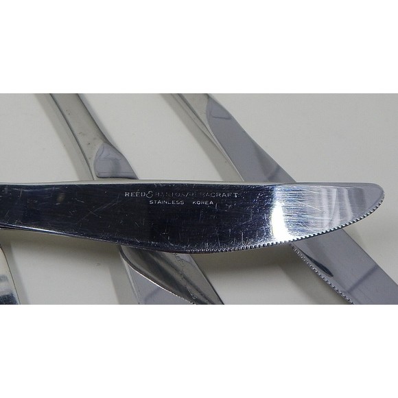Reed And Barton Rebacraft Dinner Knives Crest Pattern Stainless Korea Set of 4 - Picture 10 of 10